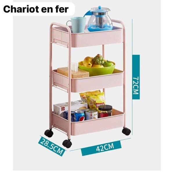 Etagere de Cuisine 3Niveaux en Métal Rose