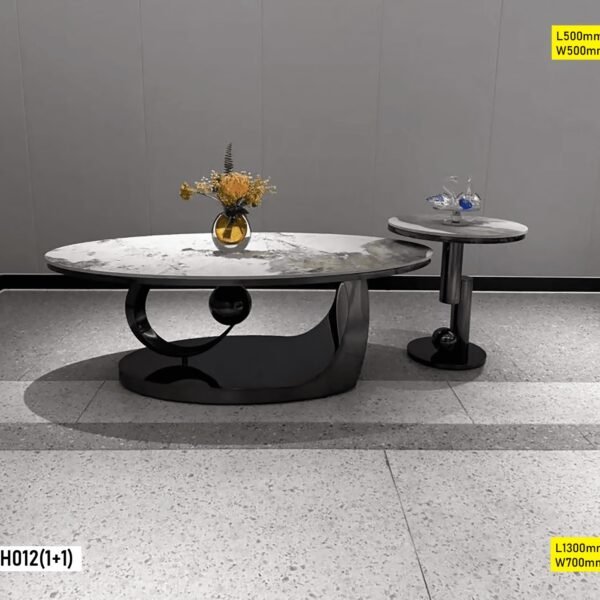 Tables Basse Marbré Noir et Blanc 2 Pièces