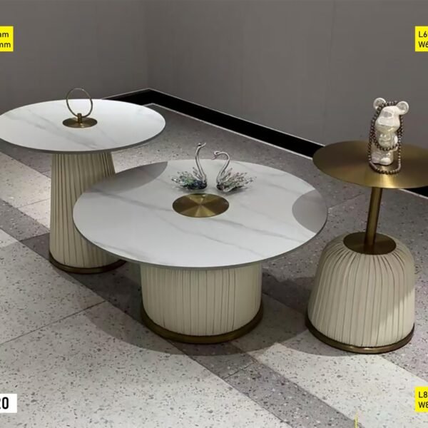 Table Basse 3 pièces Beige Dorée - F-20