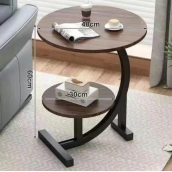 Table d’Appoint 2 Niveaux en Bois Marron