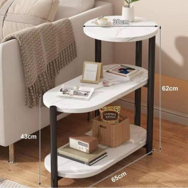 Table d’Appoint 3 Niveaux en Bois Noir et Blanc