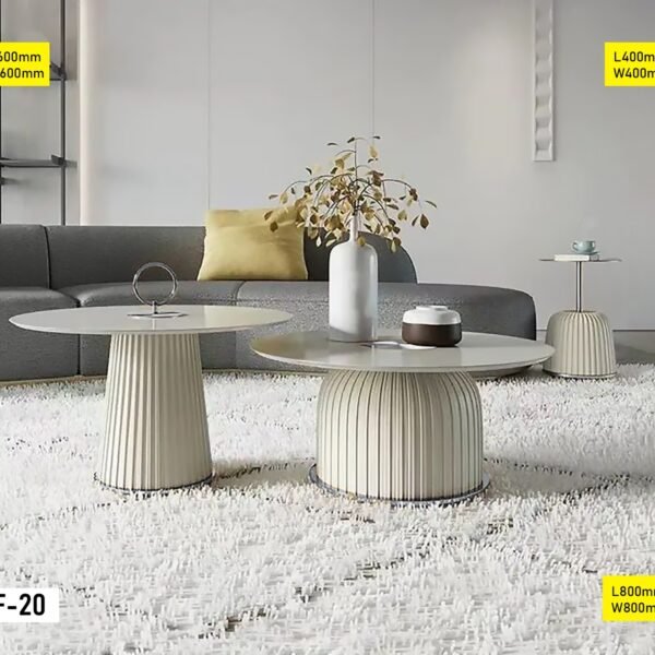 Table Basse en 3 pièces Beige Ronde