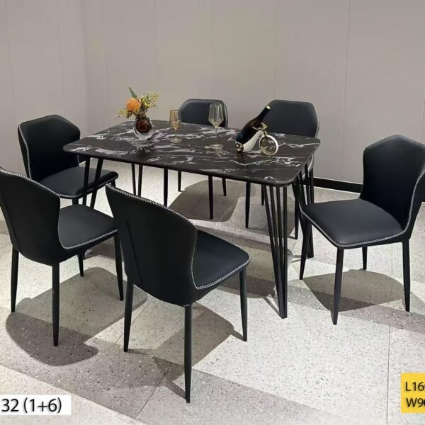 Table à Manger 6 Places en Noire P132