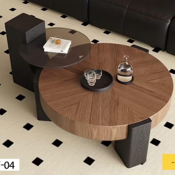 Table Basse 2 pièces Marron Noir - F-04