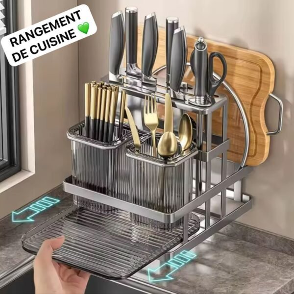 Egouttoir Cuisine en Métal et Verre Noir