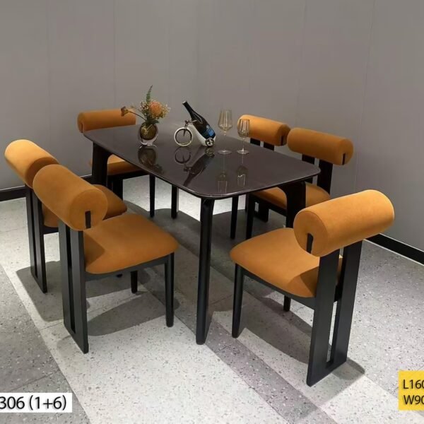 Table à Manger 6 Places en Orange T2306