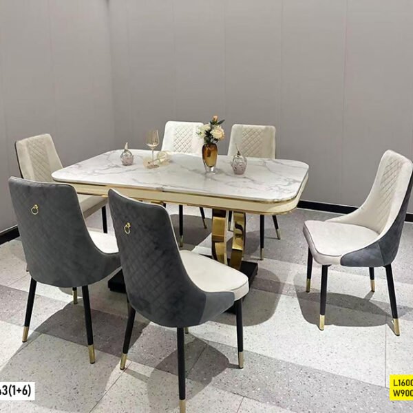 Table à Manger 6 Places en Gris Beige C143