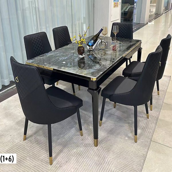 Table à Manger Marbré 6places en Noire