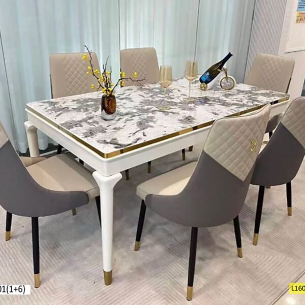 Table à Manger 6 Places en Gris Beige