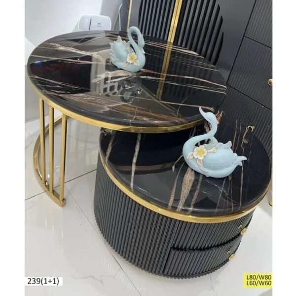 Table Basse 2 pièces Noire Dorée