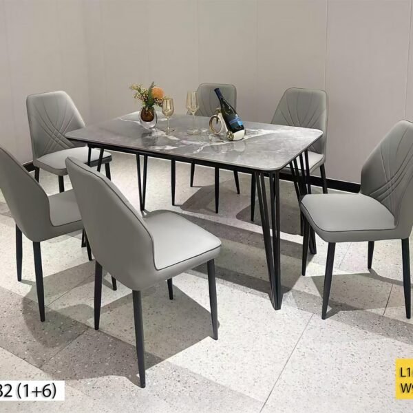 Table à Manger 6 Places en Gris P132