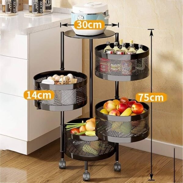 Etagere de Cuisine en Métal 4 Niveaux Noir