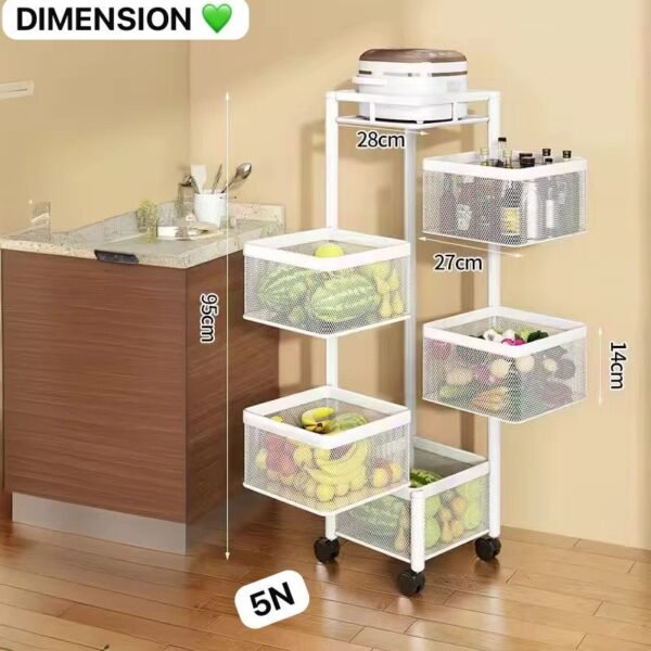 Étagère de Cuisine en Métal 5 Niveaux Blanc Carrés