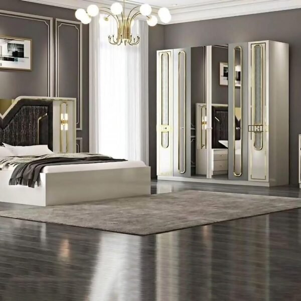 Chambre à Coucher Complet 3Places Beige Noire 2505#