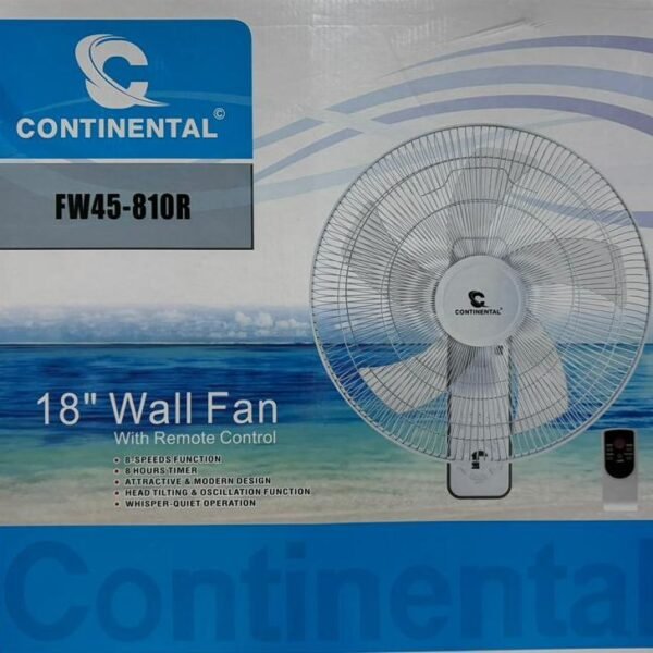 Ventilateur Continental Mural 18 " avec télécommande Blanc